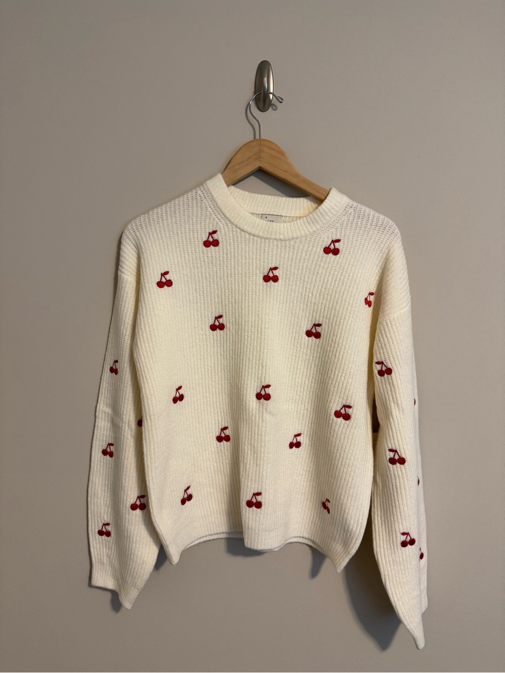 A New Day Balloon Sleeved Cherry Sweater